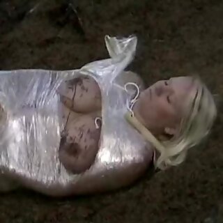 uk blonde naked covered in cling film